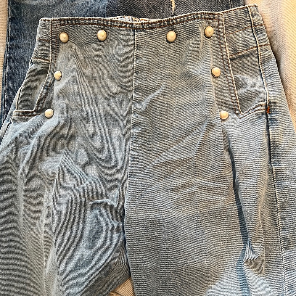 New rare Zara pearl button sailor jeans
